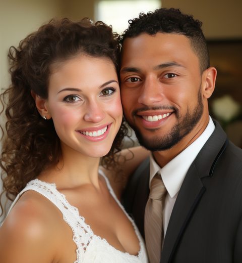 Wedding couple smiling — Marriage Month 2026 TT